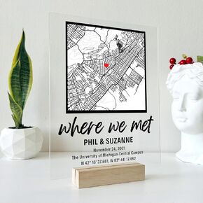 SAME DAY SHIP Where We Met Custom Map with Wooden, Acrylic, Led Light - Where It All Began Couples Map Birthday Gift Last minute gift ideas Anniversary Celebration Gift Valentines day gifts