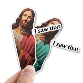 Jesus I Saw That Magnets, Funny Jesus Refrigerator Magnets, Funny Fridge Magnets, Car Stickers, Car Magnet, Funny Jesus Magnet, 3.5 inch Pack of 2 (Red, Green)