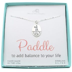 Stand Up Paddle Boarding Silver Pendant Necklace, Silver Necklace, Stand Up Paddle Board Necklace, Paddle Board Jewelry, Silver Jewelry