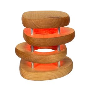 Friendship Lamp® Mid-Century Knotty Alder Wood Design Handmade in USA - Wi-Fi Touch Lamp LED Light for Long-Distance, Connection, Relationship, Friendship, Gift, Over 200 Colors - Single