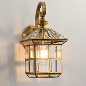 Milaii Copper Brass Outdoor Wall Lights,13.4" Exterior Lantern Light Fixture Waterproof Anti-Rust Wall Mount Lamp with Clear Glass E26 Socket Porch Light for Garage Entryway Patio Balcony