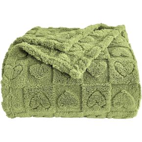 Heart Checkered Throw Blankets, for Love Mother Friends Pets,280 GSM Super Soft Warm Lightweight Fluffy Bed Blanket for Women Anniversaries(Sage Green,60"x80")