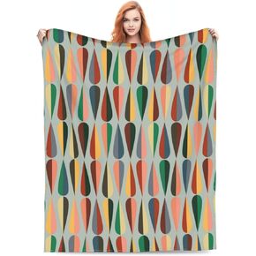 Mid Century Retro Abstract Throw Blanket Soft Cozy Plush Warm Fleece Blanket for Sofa Couch Bed 80"X60"