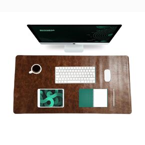 Leather Desk Mat, Large Office Desk Pad, Computer Desk Mat, Laptop Mat for Desk, Desk Protecor Mat, Desktop Mat, Desk Writing Pad, Desk Blotter Pad, Desk Cover Mat (31.5"x16", Tan)