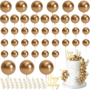 MIAHART Ball Cake Toppers Boho Grass Cake Topper Ball Cake Insert Decoration for Birthday Wedding Baby Shower Party Decorations Boho Themed Party Supplies (Gold)