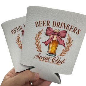 Beer Drinkers Social Club Can Cooler (Set of TWO) | Funny Insulated Neoprene Drink Holder for Beer Lovers | Great Christmas, Birthday, or Party Gift for Beer Enthusiasts and Social Drinkers