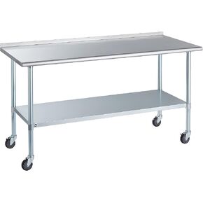 ROCKPOINT Stainless Steel Prep & Work 30x30 Inches, NSF Metal Commercial Kitchen Adjustable Under Shelf and Table Foot for Restaurant, Home and Hotel, 30x30inch, Silver