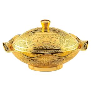 Turkish Delight Large Zamac Bowl 4.72 X 7.09 X 5.91 İnches/Ottoman, Turkish/Confectionery, Fruit Serving Bowl/Stone Embroidered Turkish Delight, Tea, Decorative