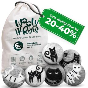 No More Dryer Sheets - Wool Dryer Balls - XL 6-Pack - Eco Dryer Balls - Dryer Balls Laundry Reusable - Softens Laundry Naturally - Reduces Drying Time & Static - with Storage Bag