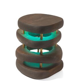 Friendship Lamps Kona Gold Mid-Century Knotty Alder Wood Design Handmade in USA - Wi-Fi Touch Lamp LED Light for Long-Distance, Connection, Relationship, Friendship, Gift, Over 200 Colors
