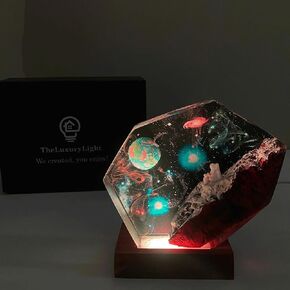 Galaxy Resin Lamp, Space Night Light, Astronaut Epoxy Lamp, 16 Changeable LED Night Lamp, Epoxy Resin Night Lamp, Great Gift for Father, Men, Boy Friends (Medium Size)
