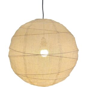 Hytsoeee(19.69Inch) Large Round Linen Fabric Lantern, Beige Foldable Hanging Fabric Lantern Lamp Shade,Handmade Linen Cloth Lanterns Pendant Light Shade for Home, Leisure Places, Ceiling Decor