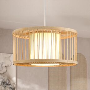 Rattan Pendant Lights, 15.8" Boho Wicker Pendant Light Handwoven Rattan Chandelier Beach Country Natural Hanging Light for Dining Room Kitchen Living Room Bedroom