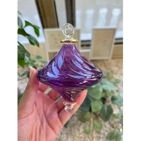 Decorative christmas ornament for tree decorations | violet Ribbed Glass with 14K Gold | hanging Ornaments for Xmas holidays | handblown christmas gift