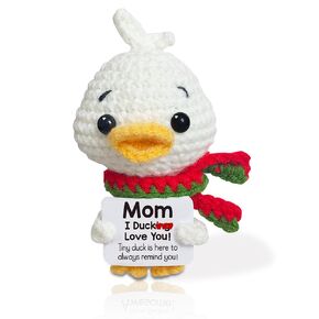 Funny Gifts for Mom Positive Duck I Duck Love Mom Emotional Support Crochet Animals Handmade Small Duck Unique Presents for Mama Mother in Law Best Mothers Day Gift from Daughter Christmas Valentines