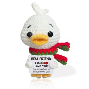 Funny Positive Duck for Friends Friendship Gifts Crochet Emotional Support Inspirational Knitted Duck Bestie Best Friend BFF Birthday Christmas White Elephant Valentine's Day Gift