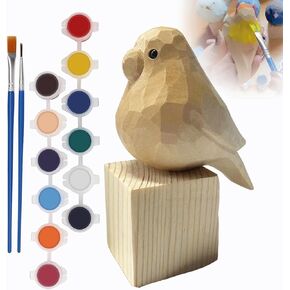 Unfinished Wooden Parrot, Bird Decor Little Wooden Bird Figurines, Wooden Parrot Blank Animal Model Crafts Toys for Arts, Natural and Handmade, Bird Lover Gifts (Parrot)