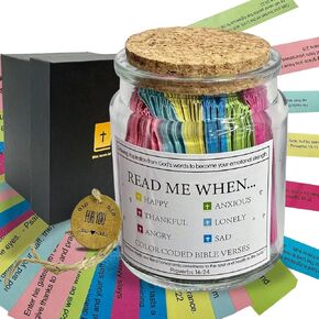 Read Me When Bible Verses Jar, Hope Jar Bible Verses, Color Coded Bible Verses in a Jar, Daily Motivational Prayer Jar, Bible Accessories, Bible Verse Cards, Christian Gifts for Women, Scripture Gifts