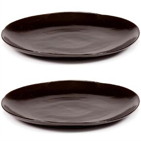 Serax Dark Brown Dinner Plates | La Mère tableware by Marie Michielssen | Dishes Set for 2 | Stoneware Microwave Safe Plates | Dish Set | Farmhouse Kitchen and Dinnerware Sets