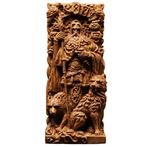 Odin statue, Allfather, norse gods, wood carving altar heathen asatru viking god and goddes sculpture wooden scandinavian pantheon (Wood)