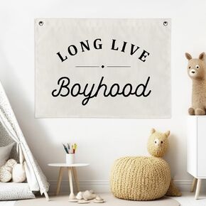 Long Live Boyhood Banner Flag, Boys Wall Banner, Boys Room Decor, Boyhood Flag Kids Decor, Boys Room Flag, Boys Room Flag Banner, Son’s Bedroom Canvas Banner Decor (24x36inch)