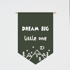 Dream Big Little One Pennant Flag | Children's Bedroom Decor | Canvas Banner | Playroom & Nursery Wall Art | Boho-Inspired | Inspirational Quote | Felt Wall Art | 12x18 Inches with Hanging Rope
