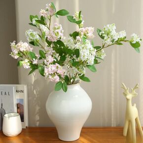 Artificial Faux Plants Flowers，6pcssilk lilacs artificial flowers，Silk Flowers Outdoor Artificial Flowers for Decoration，UV Resistant FakeLiving Room Decor FlowersHome Dining Decor Floor vase