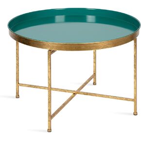 طاولة القهوة الحديثة Kate and Laurel Celia ، 28 × 28 × 19 ، البط البري والذهب ، طاولة معدنية قابلة للطي براقة للتخزين والعرض in Kuwait