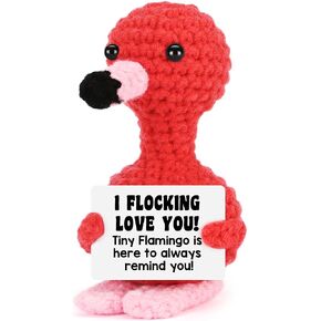 Funny Flamingo I Love You Gifts Mothers Day Birthday Gifts for Her Girlfriend Wife Romantic Anniversary Women Gifts for Couple Easter Basket Stuffers Handmade Crochet Animals Flamingo Lover Gifts