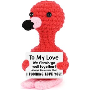 Funny Flamingo I Love You Gifts Mothers Day Birthday Gifts for Her Girlfriend Wife Romantic To My Love Gifts Anniversary Women Gifts Easter Basket Stuffers Handmade Crochet Animals Flamingo Lover Gift
