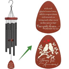 1st Anniversary Wind Chime, Happy 1st Anniversary Decorations for Couples, Parents, Husband, Wife, Friends - 1 Year of Wedding Marriage Gift for Him