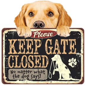 Dog Decor - Keep Gate Closed Dog - Metal Dog Signs for Home Decor - Use Indoor/Outdoor - Dog Sayings Funny Signs - Dog Mom Gifts for Women, Dog Home Decor Dog Lovers Gifts for Women