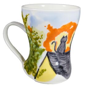 Hand-painted Black Cat Ceramic Coffee Mug, Fairy Tale Style Cute Coffee and Tea Cat Cup Coffee Mugs for Cat Lovers 12oz