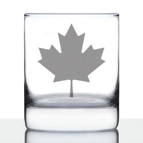 Canada Maple Leaf Rocks Glass - Canadian Flag Gifts and Decor for Women and Men - 10.25 Oz Glasses