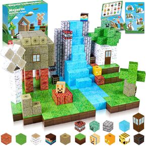 Magnetic Blocks-100PCS Magnetic Building Blocks Magnetic Cube Stacking, Build Forest World Set, STEM Montessori Sensory Toys for Kids Boys Girls Ages 3 4 5 6 7 8 9 10 Easter Birthday Gifts