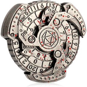 DNDND 7 in 1 Roulette Metal Dice Set,All in 1 DND Spinner Metal Dice Set with Gorgeous Gift Box for Dungeons and Dragon and Tabletop Game (Bloodstained)