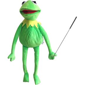 Kermit Frog Puppet with Puppets Control Rod & 50 Pcs Kermit The Frog Puppet Stickers, Hand Kermit Puppet Soft Stuffed Plush Toy for Boys & Girls - 24 Inches