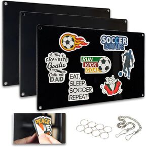3pcs Black Acrylic Sticker Display Board, Sticker Collection Display Board for Wall, Acrylic Wall Hanging Sticker Holder Sticker Storage Organizer