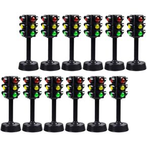 Gadpiparty Miniature Toys 12pcs Toy Traffic Lights for Kids Traffic Signals Light Model Lamp Toys Early Education Playthings Simulation Lights Playset for Children Toddler, Black Childrens Toys