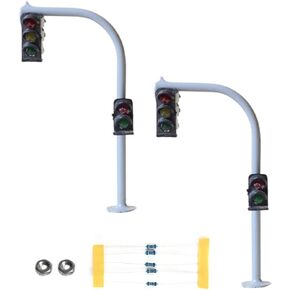 2Pcs Traffic Light Model Set with LED Pedestrian Signals Street Crossing Walk Simulation, Educational Traffic Management Toy