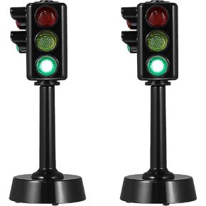NUOBESTY Traffic Model Toys Traffic Signal Light Model Toys Mini LED Traffic Stop Light for Kids Educational Simulation Signal Lights Playset Traffic Signal with Sound Light 2Pcs