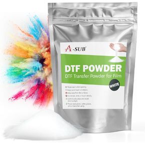 A-SUB DTF Powder, 500g / 1.1lb White DTF Transfer Powder, Hot Melt Adhesive DTF Powder for Sublimation, Work with DTF Transfer Film and DTF Printer for Digital Prints on Any Color and Material Fabric