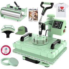 Slendor 5 in 1 Heat Press Machine 12x15 inch Sublimation Heat Press 360° Swing Away Heat Transfer Digital T-Shirt Pressing with 30OZ 20OZ Tumbler Press, Multifunction Combo for Hat Cap Plate