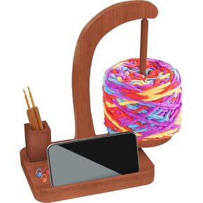 Upgraded Yarn Holder for Knitting and Crocheting,Magnetic Twirling Mechanism Yarn Spinner with Crochet Accessories Storage and Phone Stand,Yarn Ball Holder for Knitting Lovers