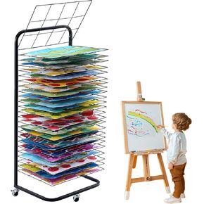 رف تجفيف فن Vevor Art ، 25 رفوفًا قابلة للإزالة 17 × 13 × 39.4 بوصة رف تجفيف الطلاء مع عجلات قابلة للقفل ، ورف تجفيف الطلاء الكربوني للأعمال الفنية في الفصل ، واستوديوهات الفنون والمدارس ، والأسود