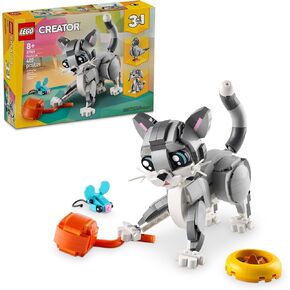 LEGO Creator 3 in 1 Playful Cat Toy - Building Toy with 3 Building Options, Cat, Dog, or Pigeon - Animal Figures for Kids, Girls and Boys, Ages 8+ - Gift Idea for Birthday - 31163