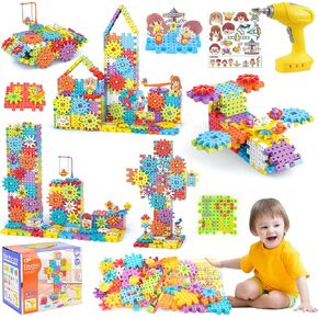 Gears Building Toys, STEM Educational Toys 234 PCS Gears Building Blocks Kids Tool Set with Electric Drill, Electric Gears Blocks Toys Birthday Gifts for Kids Age 3+