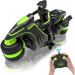 Eulogia Remote Control Motorcycle, Remote Control Motocross Toys - 360° Spinning Wheel Stunt Motorcycle - High Speed Car Toys with Riding Model - Gift for Kids Over 5+Years Old Boys Girls