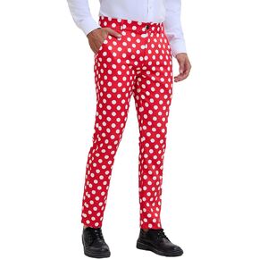 بنطال Lars Amadeus Polka Dots Dress للرجال ذو مقاس عادي ومطبوع من الأمام ومسطح