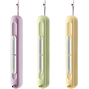 Upgraded 2 in 1 Automatic Needle Threaders Seam Ripper,Quilting Supplies Sewing Kit,Quick Sewing Machine Loop Needle Threaders (3PCS-Purple/Green/Yellow)